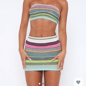 White Fox A Little Closer Crop Rainbow Stripe